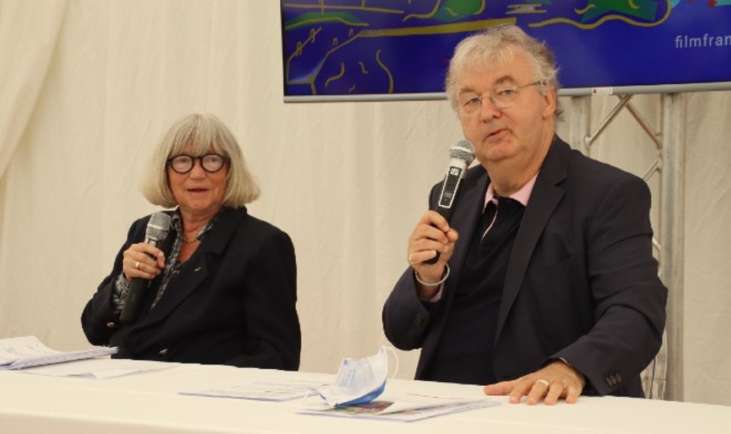 Dominique Besnehard et Marie-France Brière lors de la présentation du festival le 5 juillet à Cognac