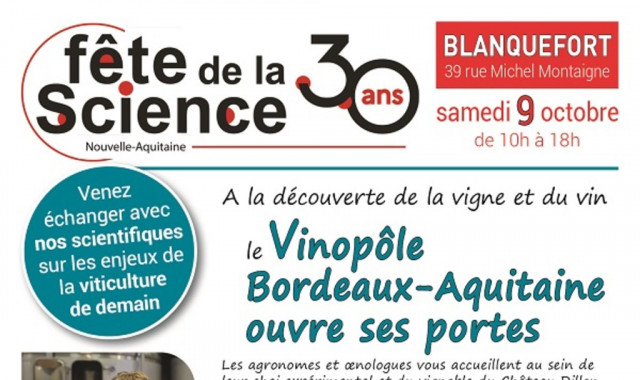 L'affiche de la Fête de la Science 2021 avec le Vinopôle Bordeaux-Aquitaine