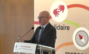 Jean-Luc Gleyze, président du conseil départemental de Gironde lors de la présentation de ses voeux à la presse pour 2022