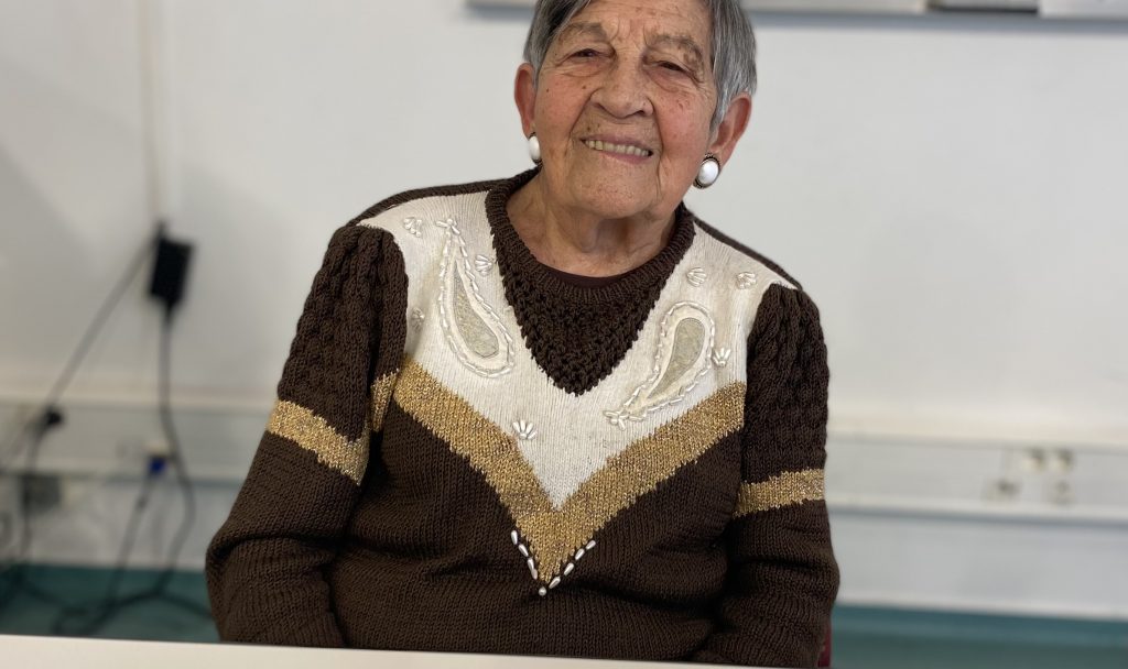 Ginette Kolinka, survivante de la Shoah, lors d'une conférence à Cenon, au lycée des métiers La Morlette