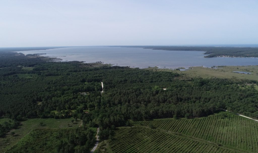 Le Lac d'Hourtin en Gironde pris en photo depuis un drone