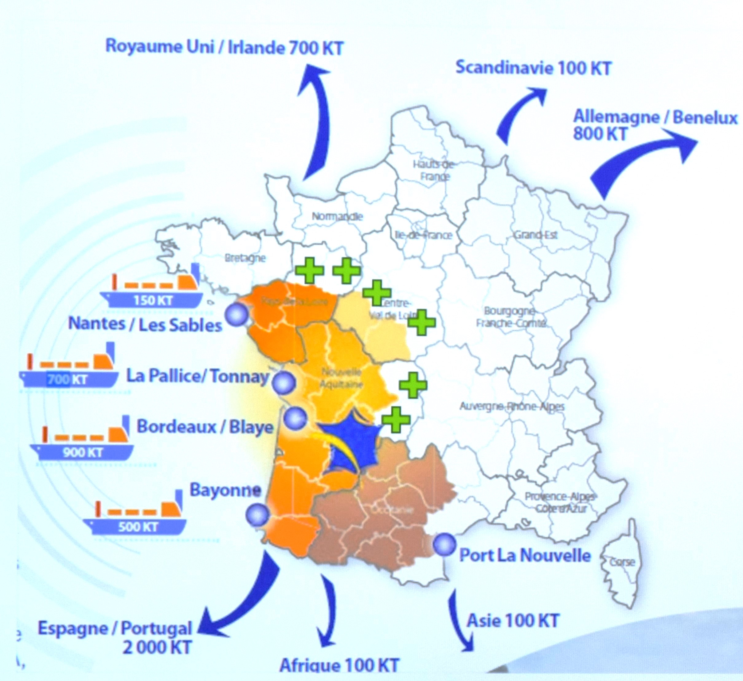La Charte qualité maïs classe A, suite à l'extension à six nouveaux départements, se concentre sur 30 départements dans un large quart sud-ouest de la France, avec des ouvertures à l'international grâce à quatre ports majeurs le long de la façade Atlantique.