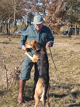 Lucien Perier et son chien truffier Pilou