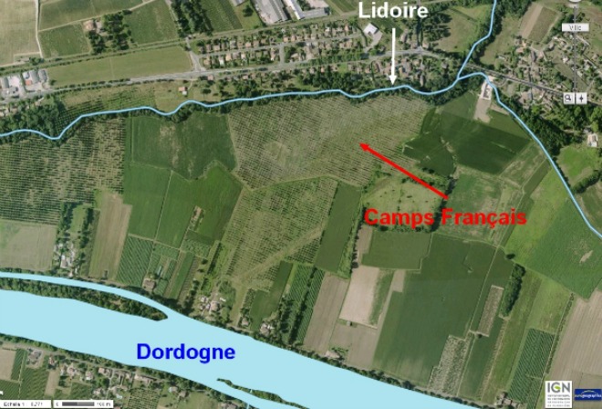 Vue aérienne du camps français de Castillon