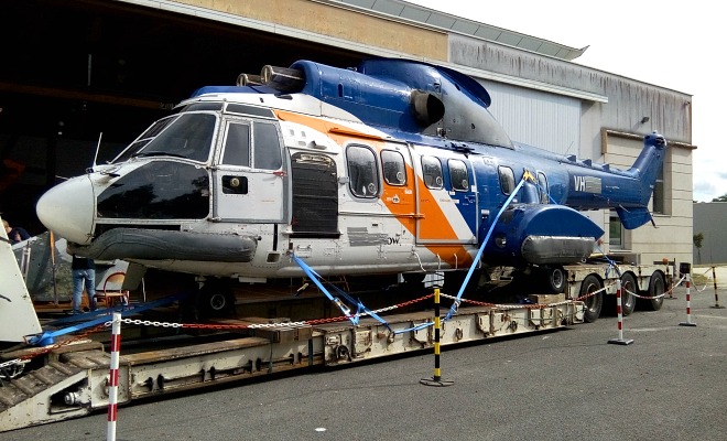Le Super Puma mis à disposition par Airbus Helicopter sur le site d'Aérocampus