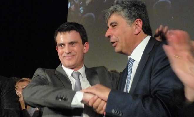 David Habib en 2014, aux côtés de Manuel Valls. Sera-t-il, lui aussi, épargné par La France En Marche ?
