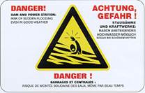 Panneau danger submersion pêche