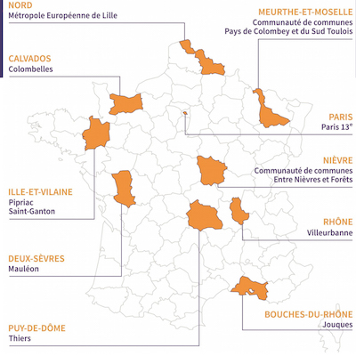 La carte des dix territoires zéro chômeur de longue durée en France