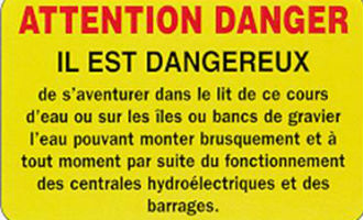 Panneau Attention danger - rivières