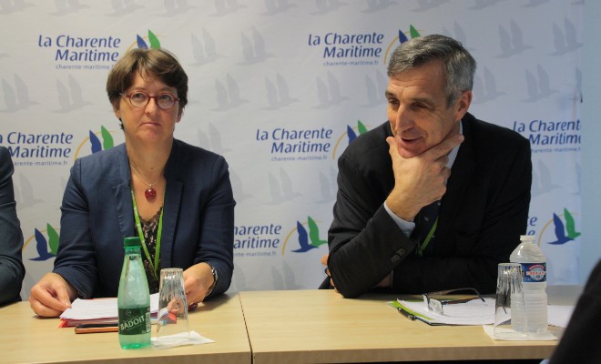 Françoise de Roffignac et le président de la Chambre d'agriculture 17, Luc Servant