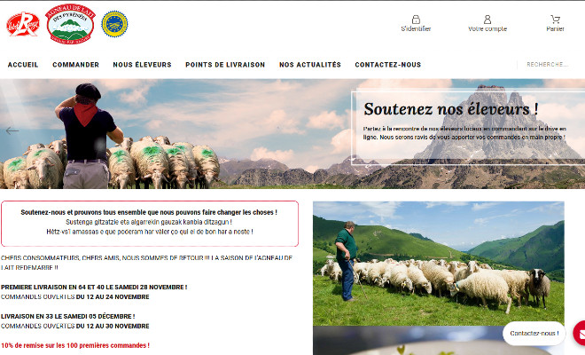 La boutique internet mise en place afin de permettre les commande auprès des éleveurs d'agneaux des Pyrénées pour leur drive